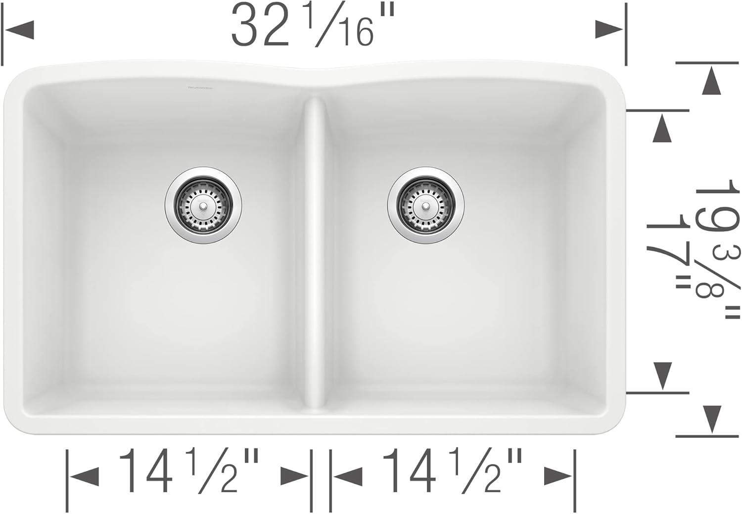 Diamond SILGRANIT 32" L x 19.36" W Double Basin Undermount Kitchen Sink