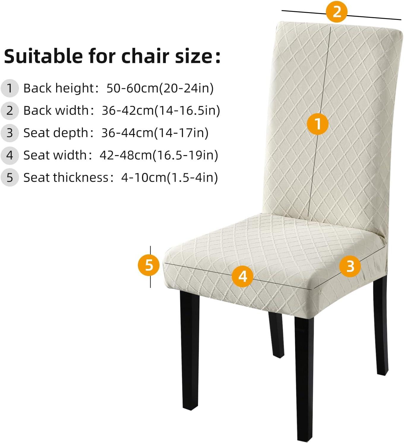 YISUN Dining Chair Covers, Stretch Spandex Chair Seat Cover Removable Washable Parson Chair Cover Kitchen Chair Protector Slipcovers (Beige Light, 6)