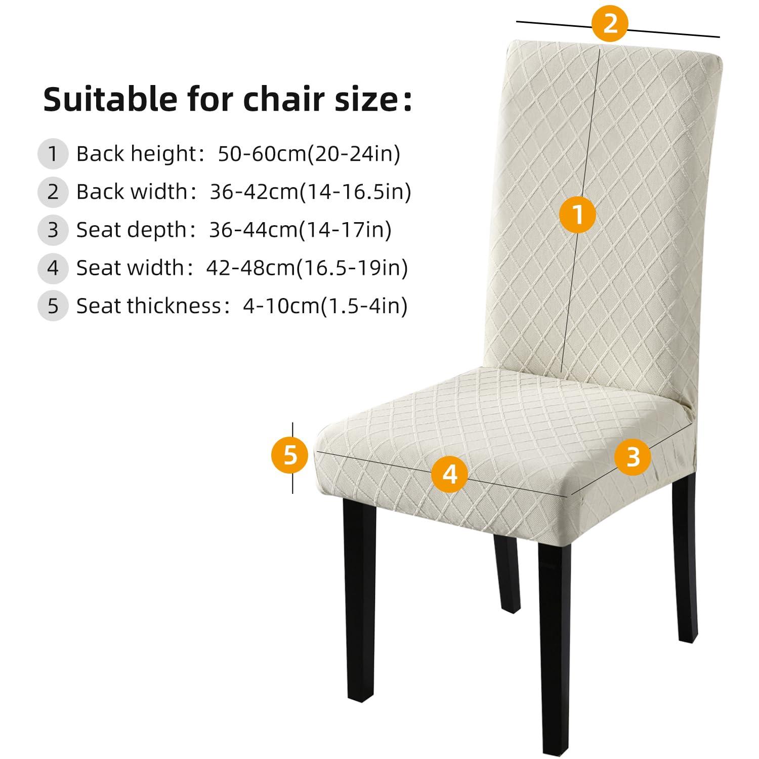 YISUN Dining Chair Covers, Stretch Spandex Chair Seat Cover Removable Washable Parson Chair Cover Kitchen Chair Protector Slipcovers (Beige Light, 6)