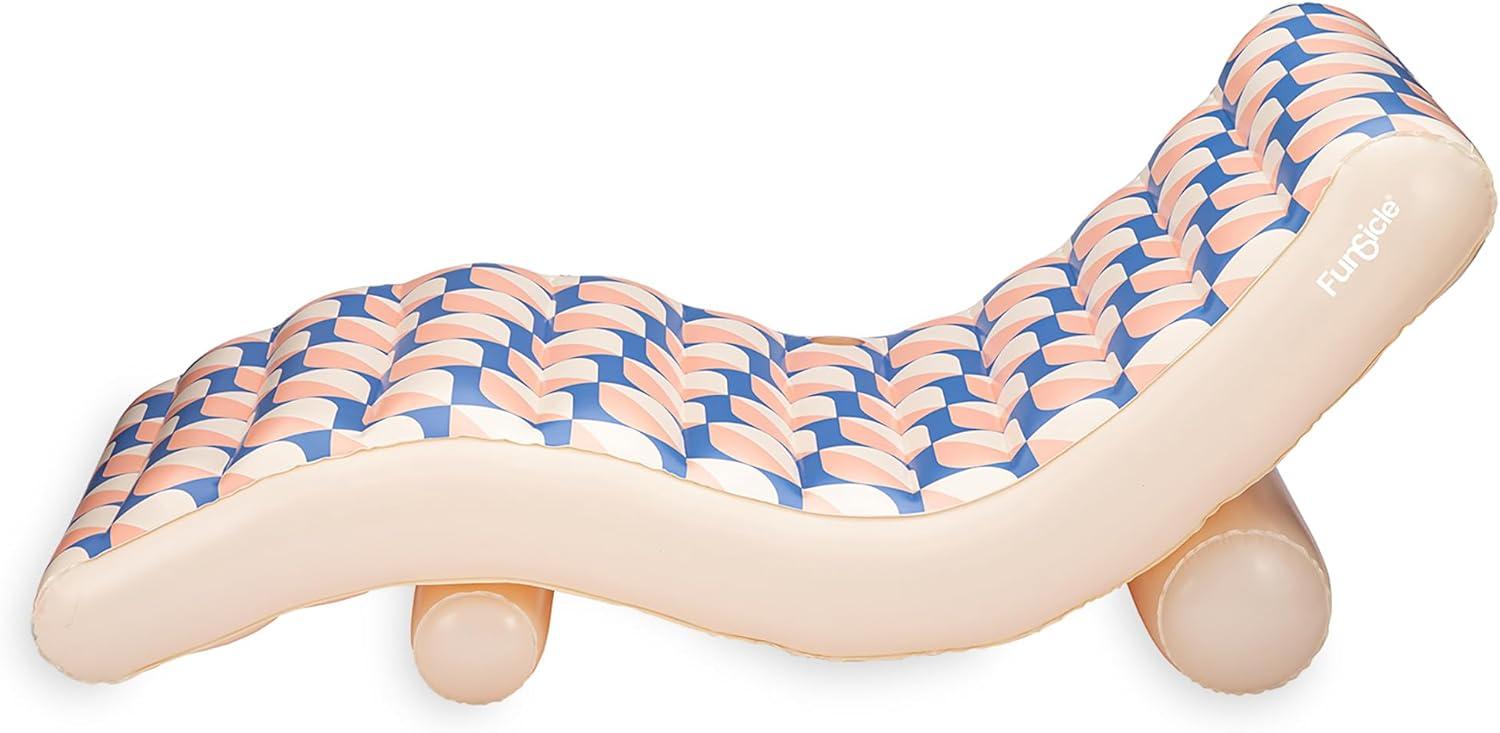 Funsicle: Inflatable Deco FunChaiser Pool & Water Float Lounge - Blue & Cream