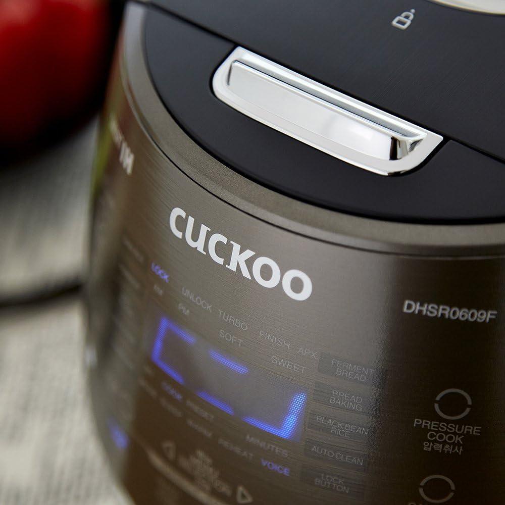 CUCKOO 6-Cup Induction Heating Pressure Rice Cooker with Nonstick Inner Pot, 21 Menu Modes, Fuzzy Logic Tech, 3 Voice Guide, Auto Clean (Dark Grey) CRP-DHSR0609FD