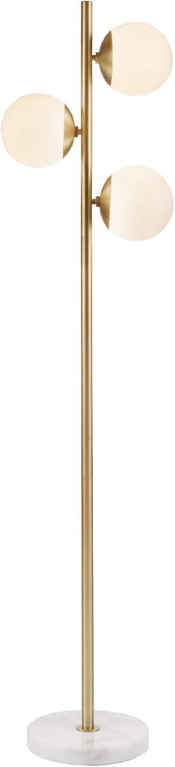 Holloway 62" White and Gold 3-Globe Marble Base Floor Lamp