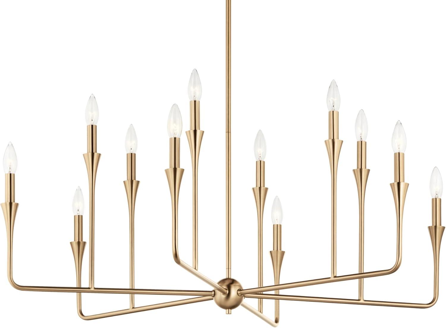 Champagne Bronze 12-Light Multi-Tier Chandelier with Tapered Accents