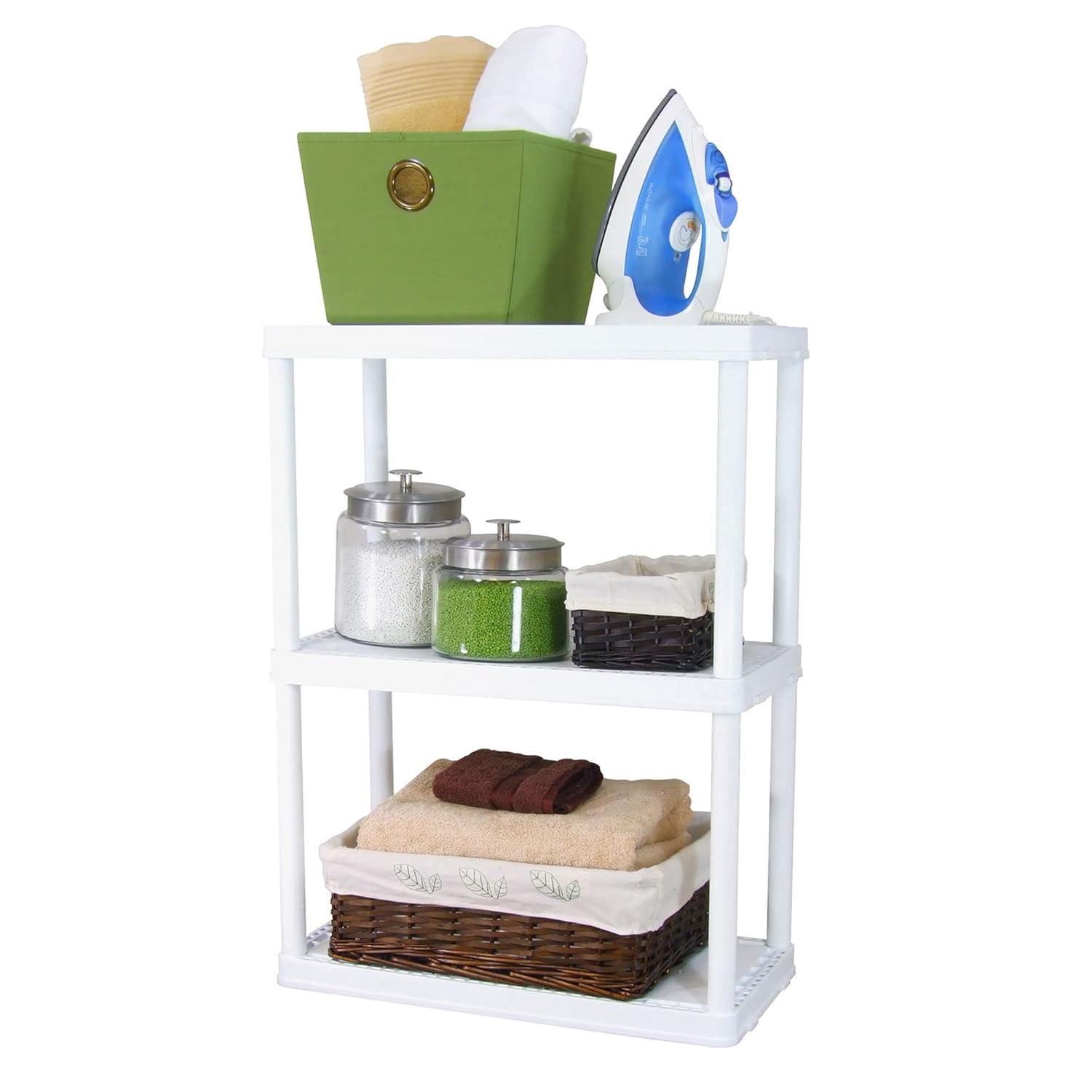 Gracious Living Gracious Living 3 Shelf Fixed Height Solid Light Duty Home Storage Unit