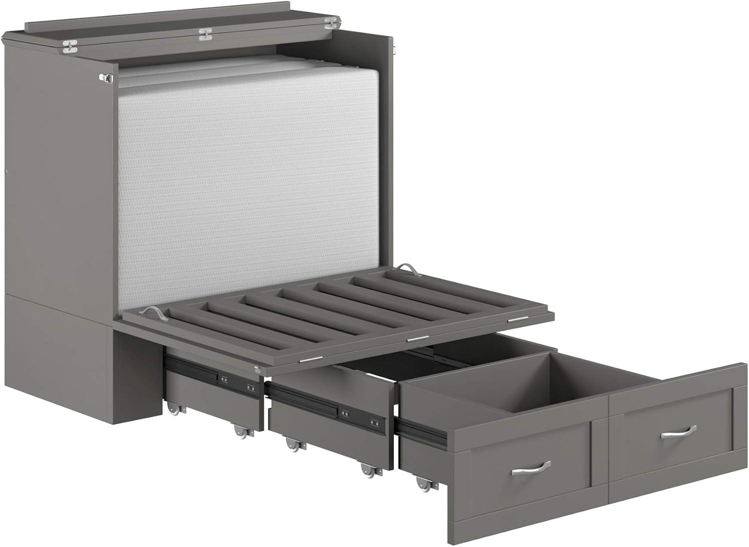 AFI Hamilton Twin XL Solid Wood Murphy Bed Chest with Built-In Charger in Gray