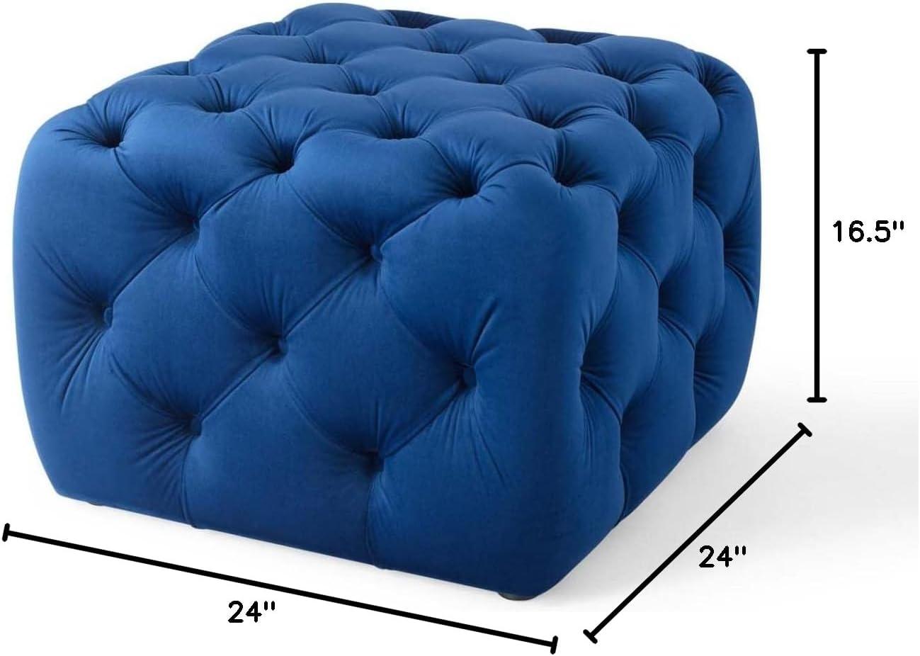 Amour Tufted Button Square Performance Velvet Ottoman - Modway