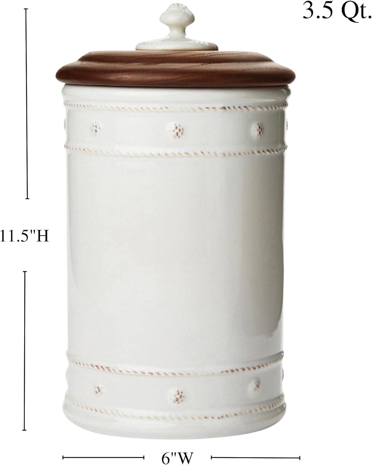 Juliska Berry & Thread Canister with Wooden Lid - Whitewash