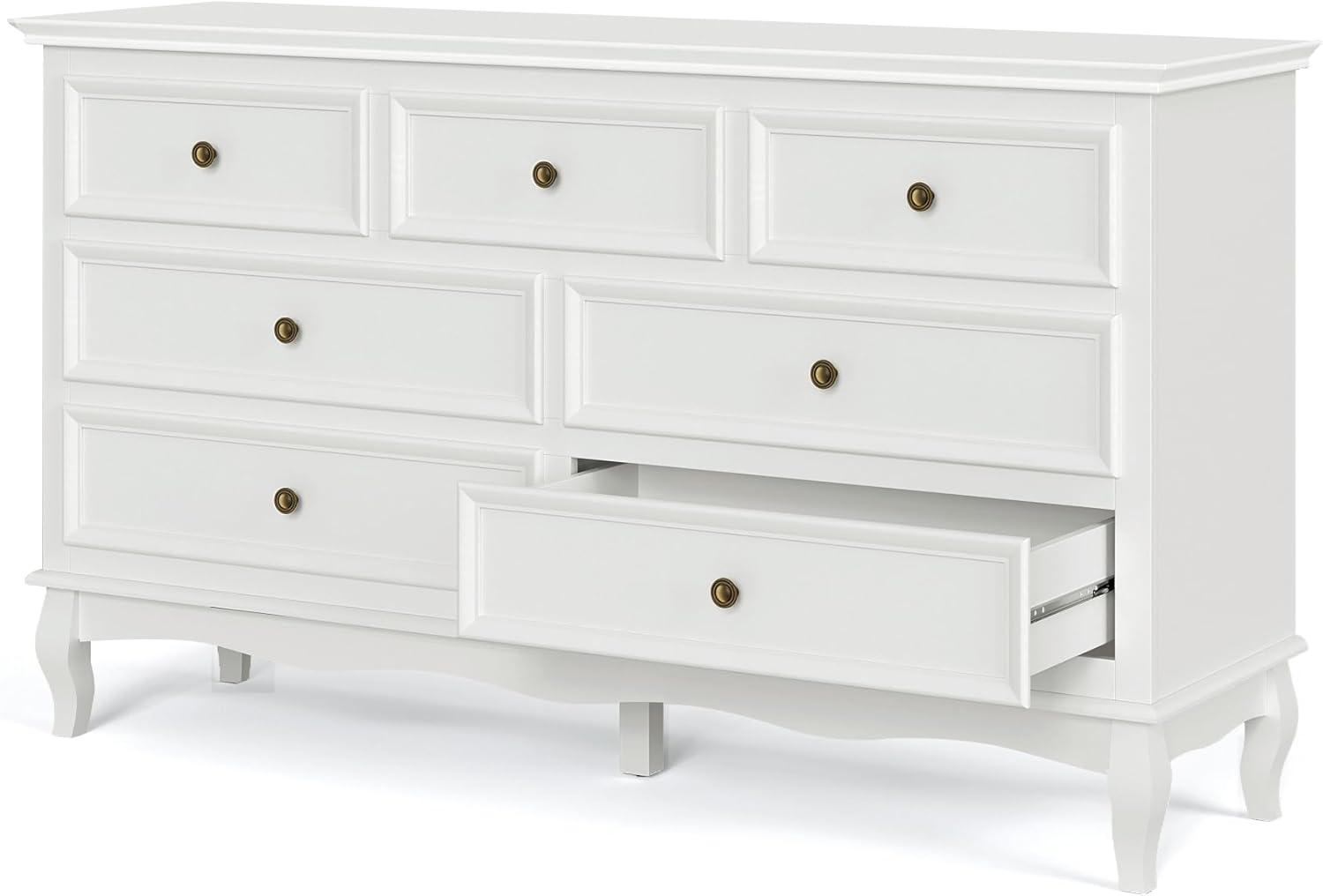 SUNVIVI Dresser for Bedroom, Modern Dresser with Solid Wood Legs and Painted Finish, White Chest of Drawers, Wooden Storage Closet Cabinet Organizer for Living Room, Nursery, Hallway