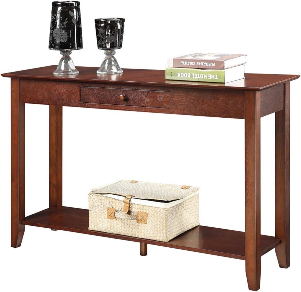 Espresso Ash Veneer 48" Console Table with Storage Shelf