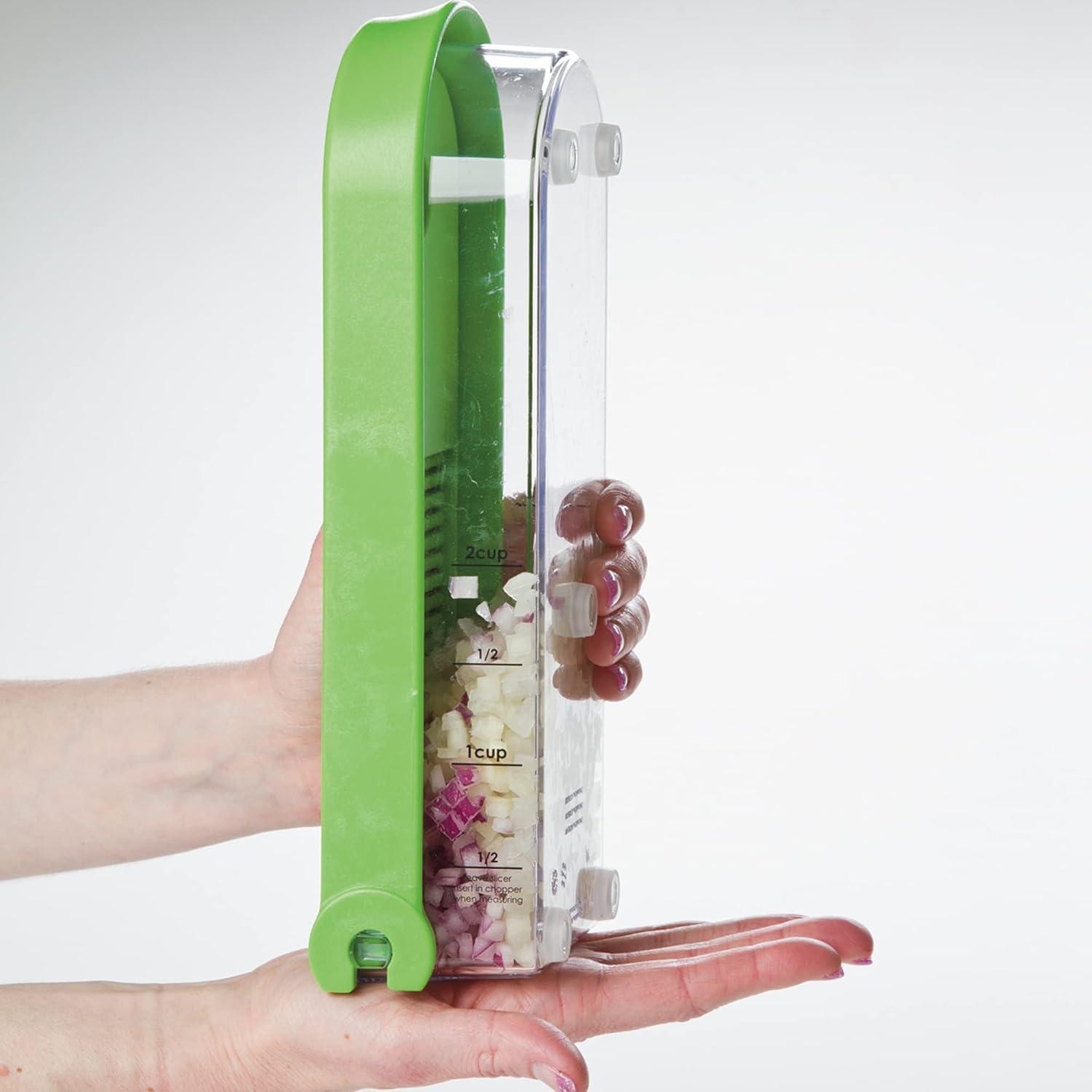 Prepworks Onion Chopper Green: Manual Vegetable Dicer, Dishwasher-Safe, ABS & Stainless Steel