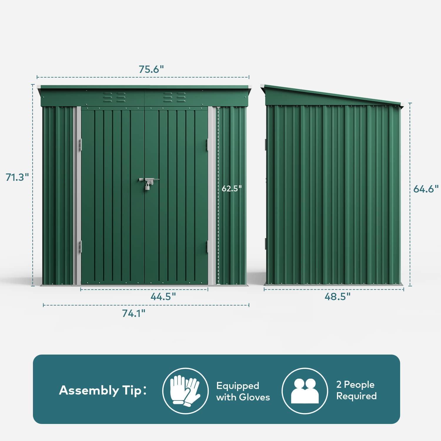 Outdoor Storage Shed, Lofka 6'x 4' Metal Garden Shed with Lockable Door,for Backyard Patio,Green