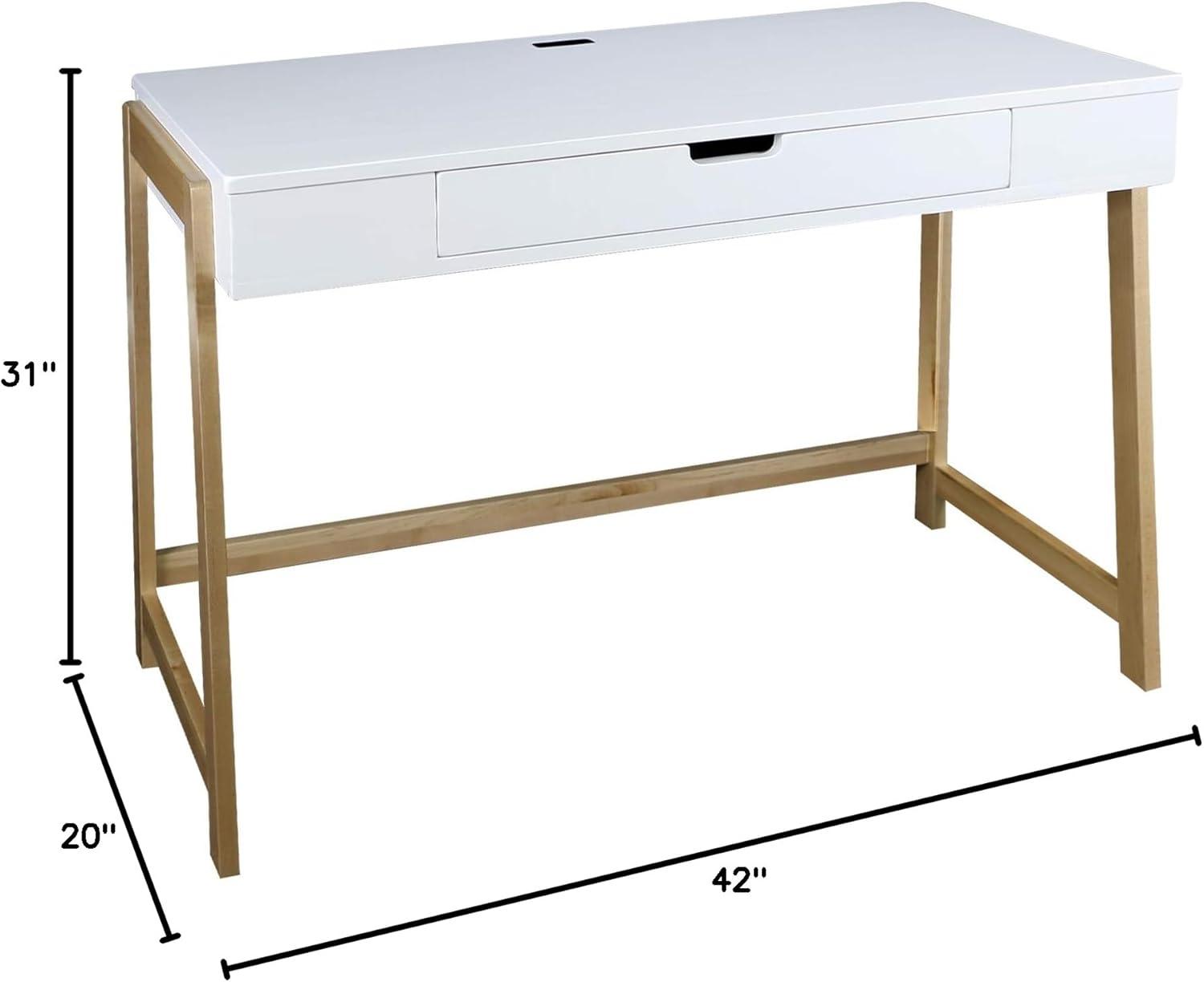 Indoor Furniture Neorustic Smart Desk With Usb Ports - Two-Tone (White,Natural)