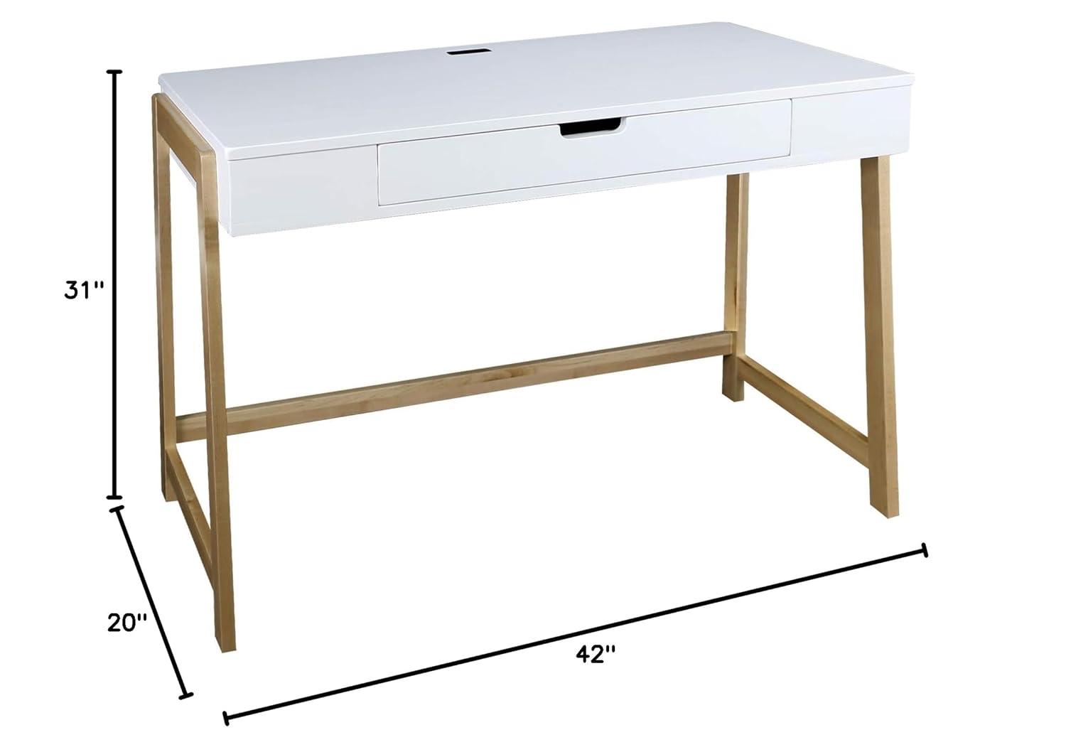 Indoor Furniture Neorustic Smart Desk With Usb Ports - Two-Tone (White,Natural)