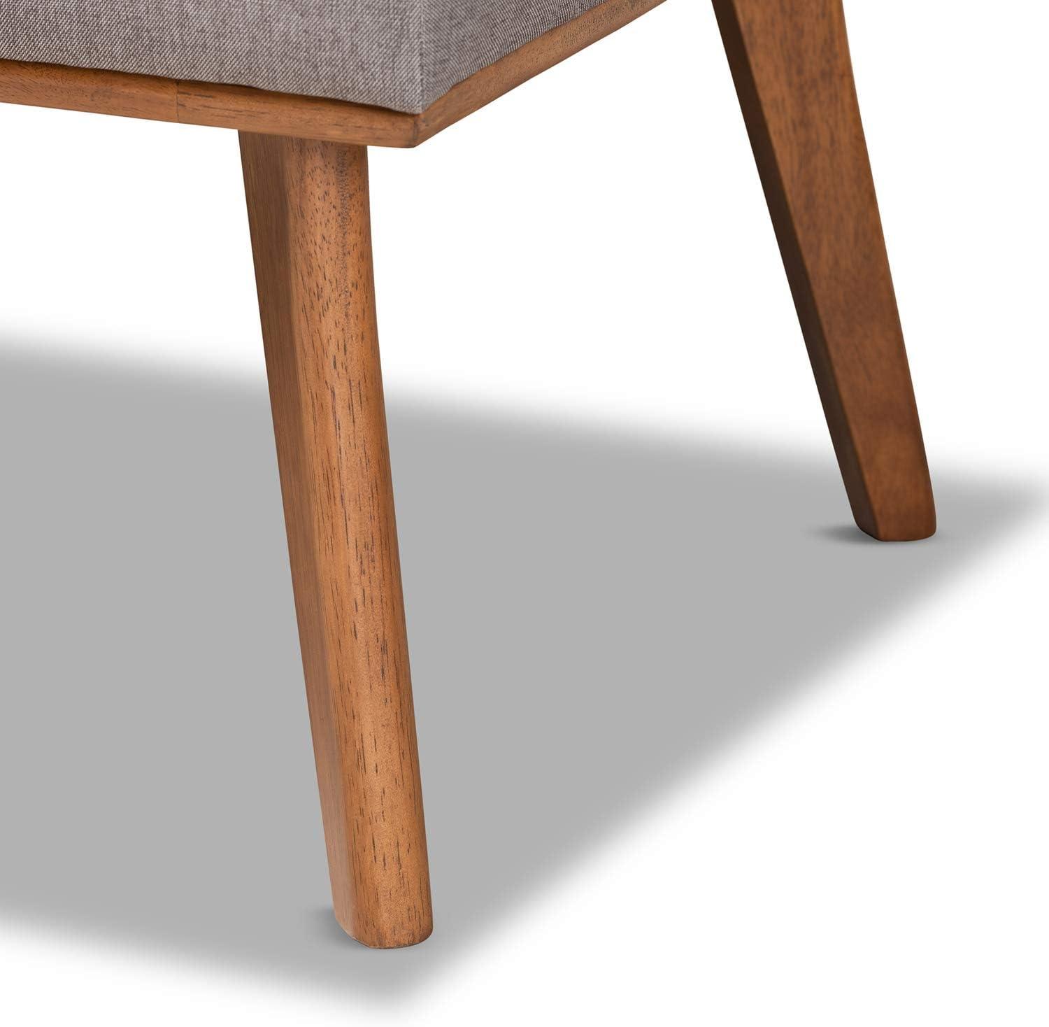 3pc Odessa Mid-Century Modern Fabric Upholstered Wood Dining Nook Set Walnut/Brown/Gray - Baxton Studio: Rectangle Table, Polyester Seat