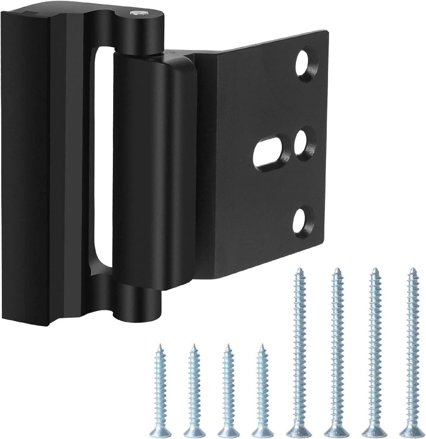 childproof Lock, Includes 8 Screws for Installing a 3” Steel Stop Rated to Withstand 800lbs on Inward Opening entrances, Reinforce Door Security, Black