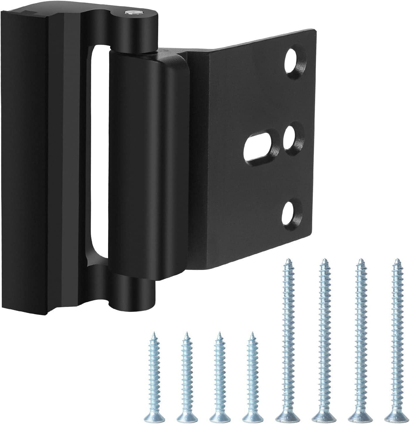 childproof Lock, Includes 8 Screws for Installing a 3” Steel Stop Rated to Withstand 800lbs on Inward Opening entrances, Reinforce Door Security, Black