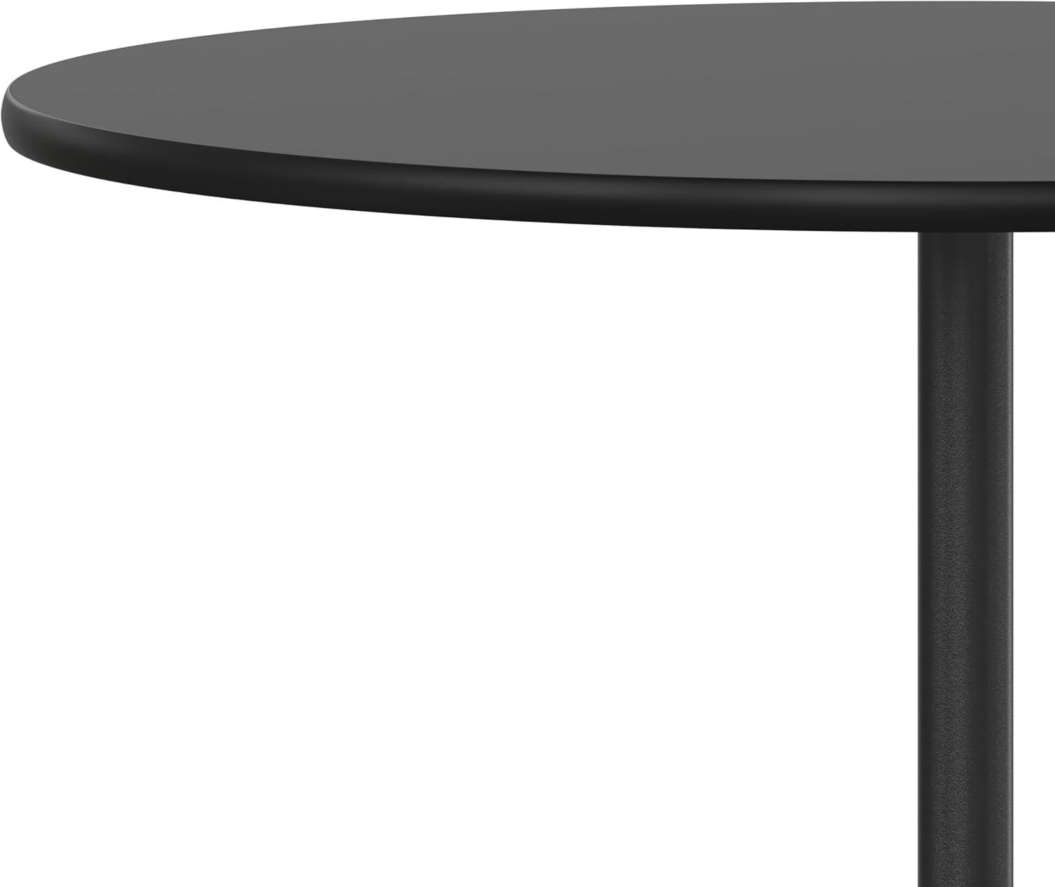 Flash Furniture Lars 30'' Round Wood Cocktail Table with 30'' and 42'' Columns, Black