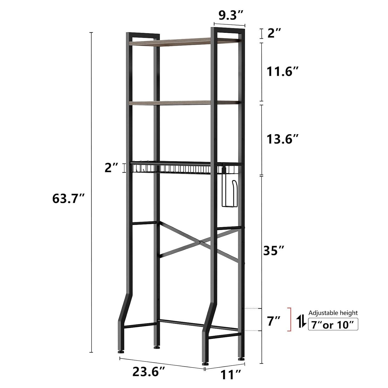 17 Stories Over-The-Toilet Storage Rack, 3-Tier Bathroom Organizer Shelf Over Toilet With Shelf And Basket, Freestanding Space Saver Bathroom Shelves Above Toilet For Room