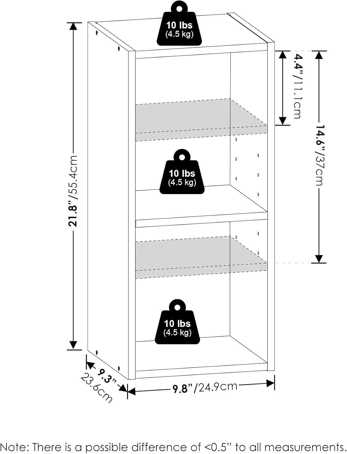 Furinno Fulda 2-Tier Space Saving Storage Shelf Bookcase, 10-Inch Width, White