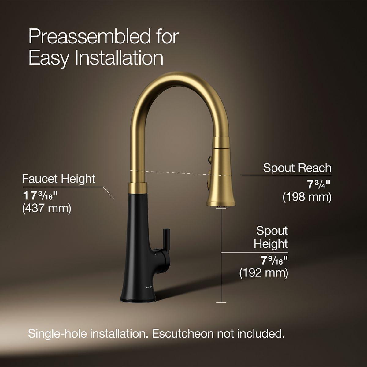 Tone Touchless Pull-Down Kitchen Sink Faucet with Three-Function Sprayhead