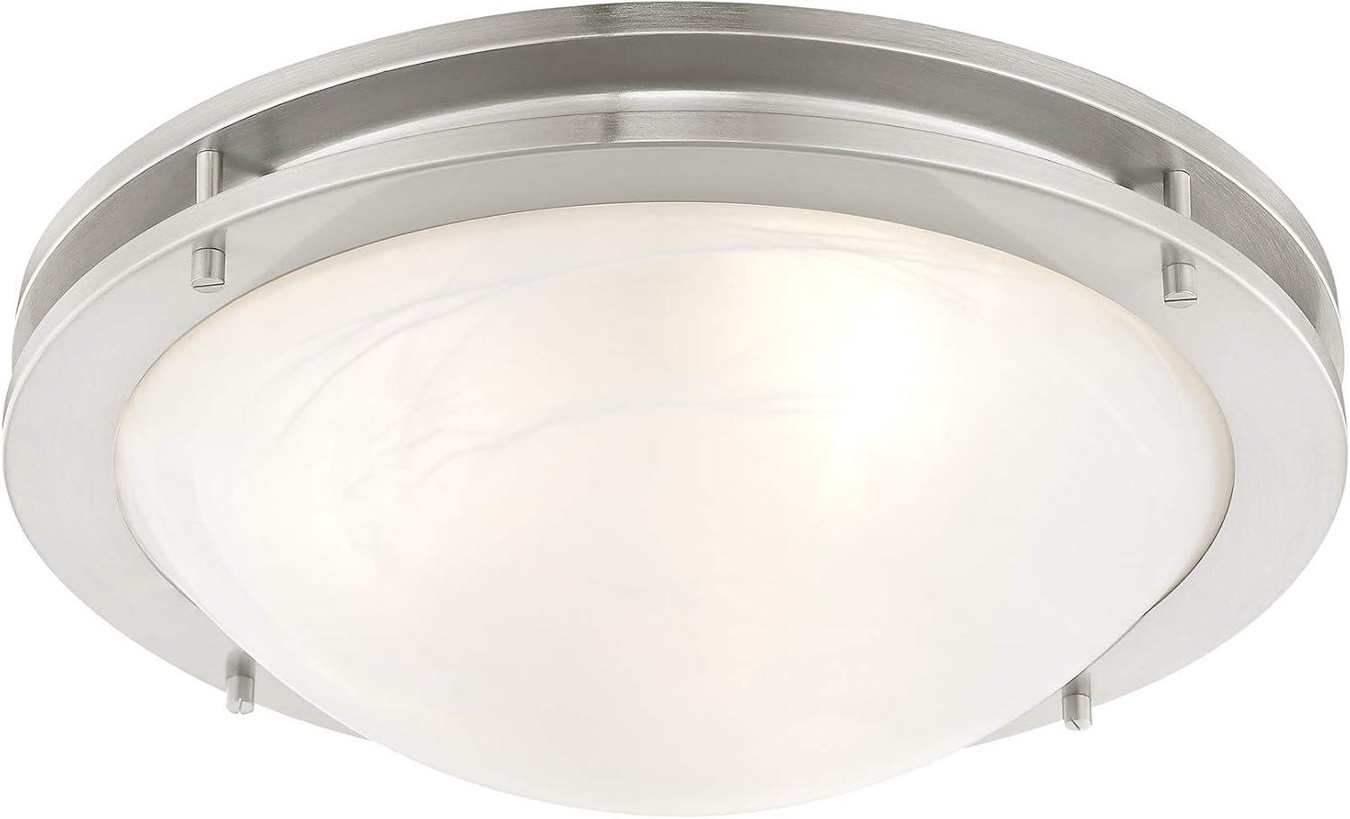 Ariel Art Deco-Inspired Bronze 3-Light Flush Mount with White Alabaster Glass