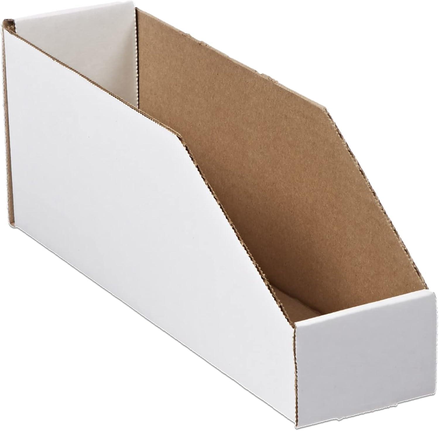 White Corrugated Open Top Bin Boxes 12" x 3" x 4.5"