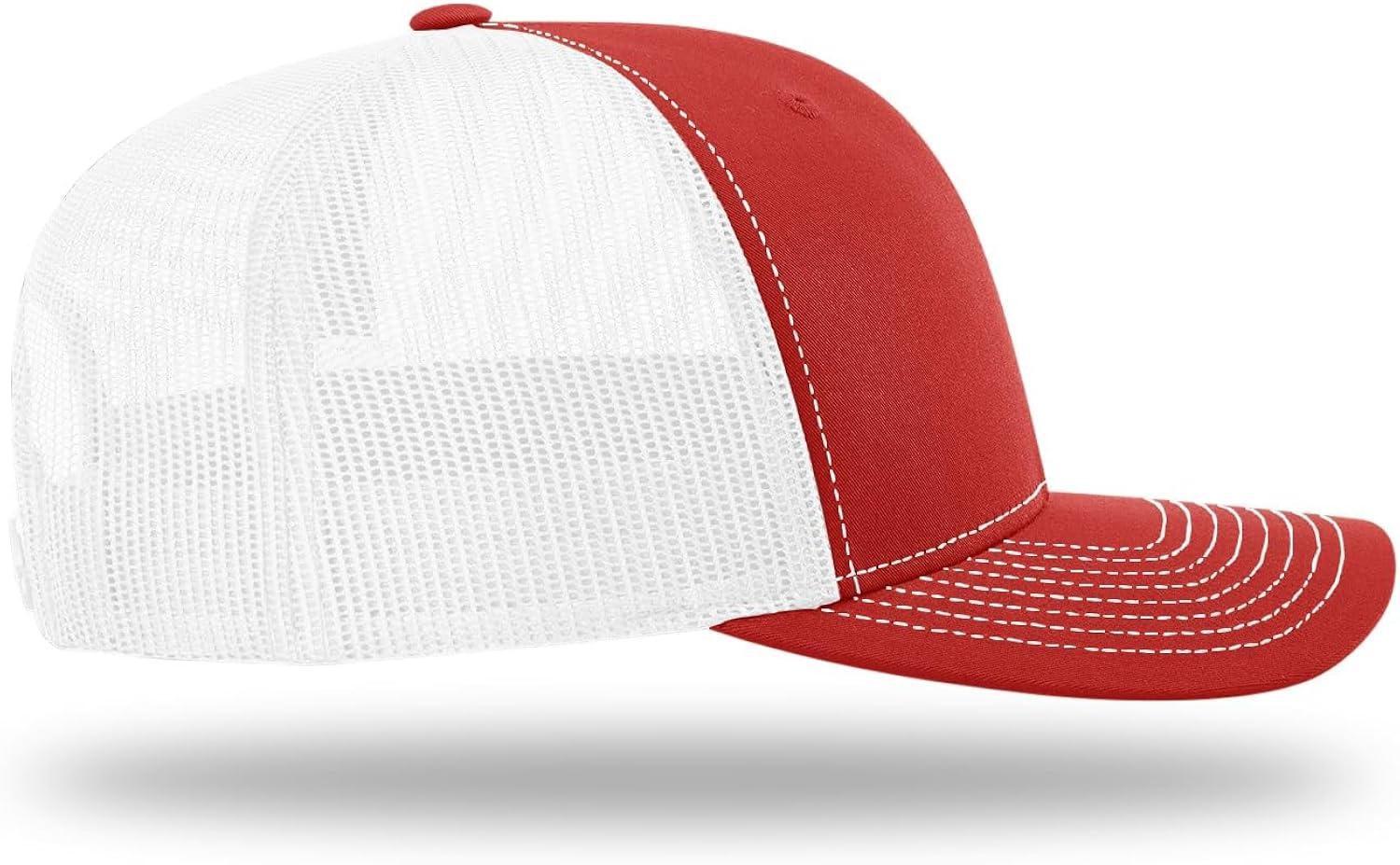 Richardson - Adjustable Snapback Trucker Cap - 112 - Red/ White - Size: OSFM
