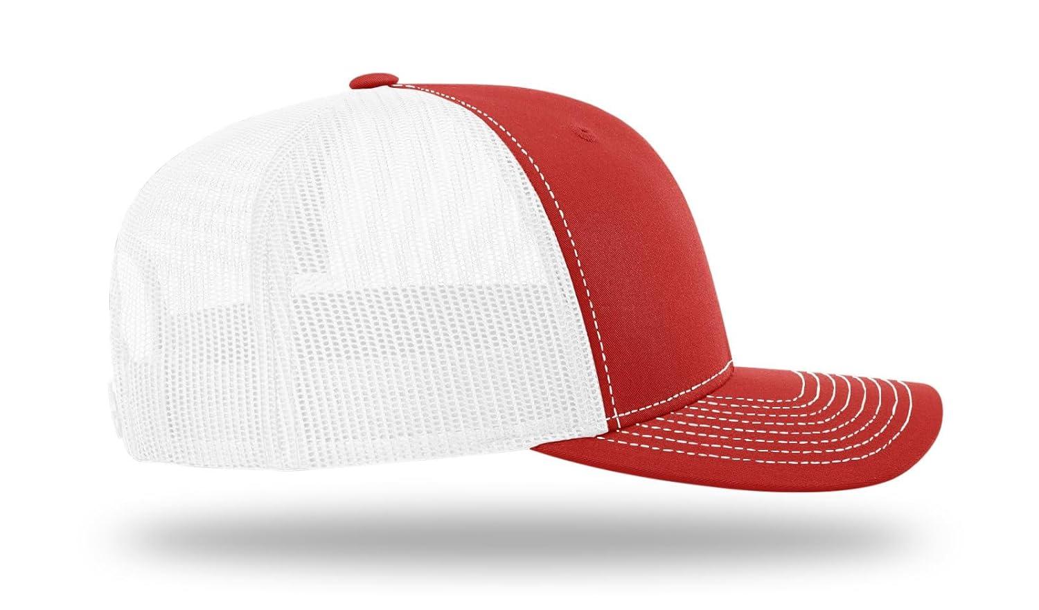 Richardson - Adjustable Snapback Trucker Cap - 112 - Red/ White - Size: OSFM