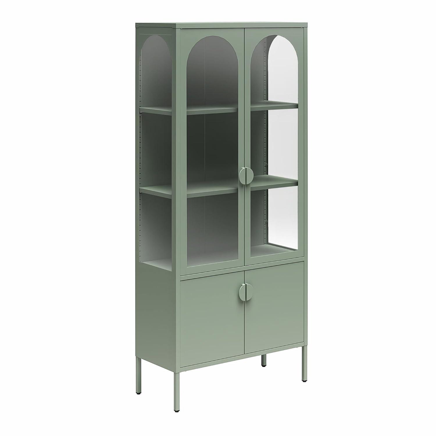 CosmoLiving by Cosmopolitan Chloe Metal Accent Cabinet With 3 Arched Glass Doors