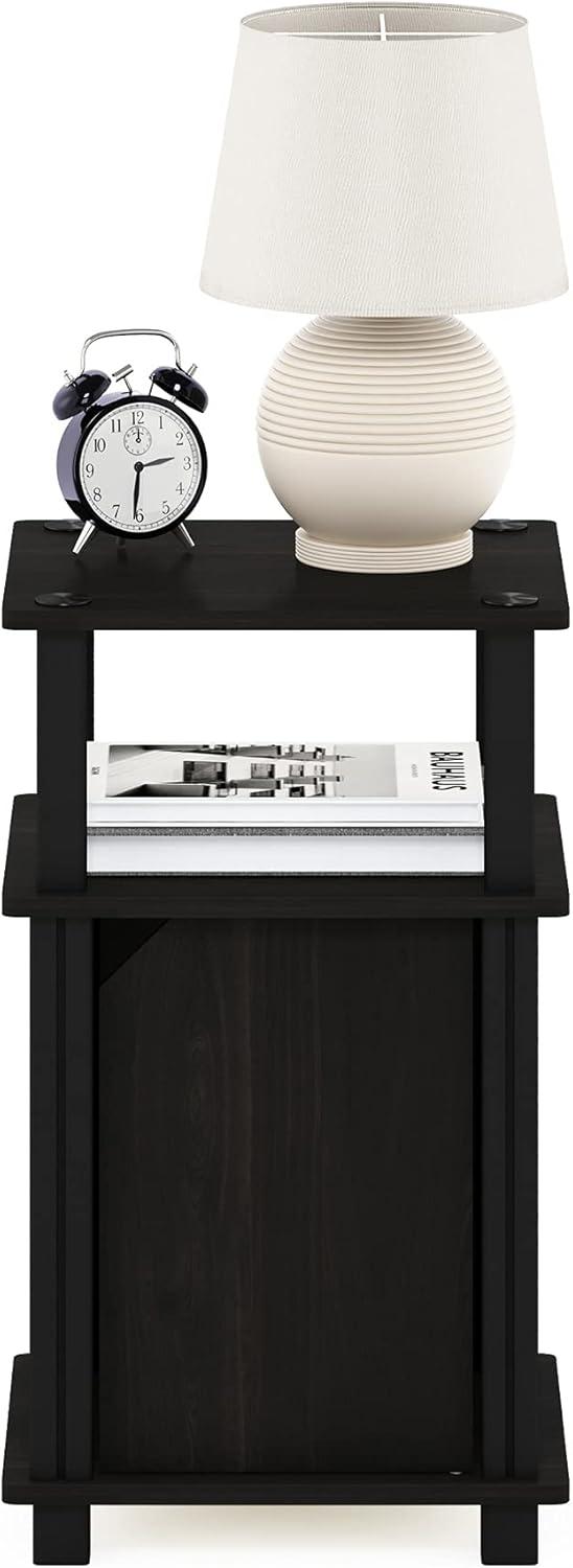 Furinno Brahms 3-Tier End Table with Door, Espresso, Black