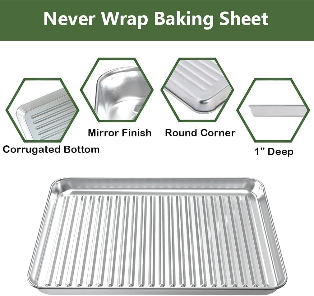 APPENIN WINTER PARK CORP Baking Sheet With Rack Set (2 Pans + 2 Racks), Stainless Steel Cookie Sheet With Cooling Rack, Nonstick Baking Pan, Warp Resistant & Heavy Duty & Rust Free, Size 16 X 12 X 1 Inches