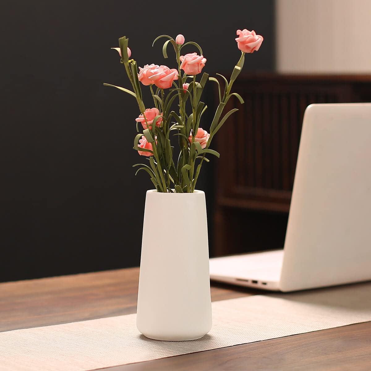 White Ceramic Geometric Decorative Table Vase