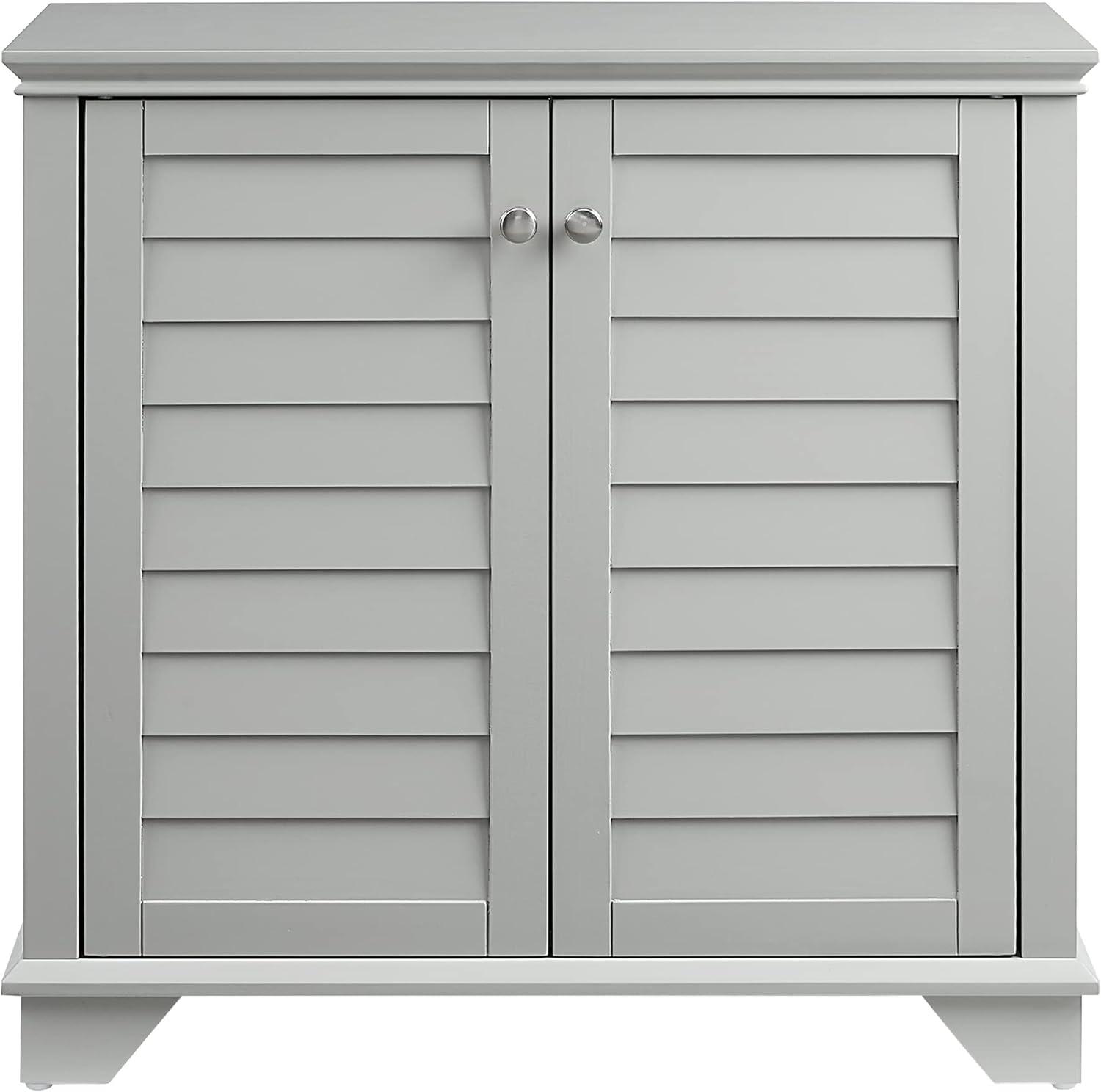 Gray Faux-Louvered Bathroom Storage Cabinet with Adjustable Shelves