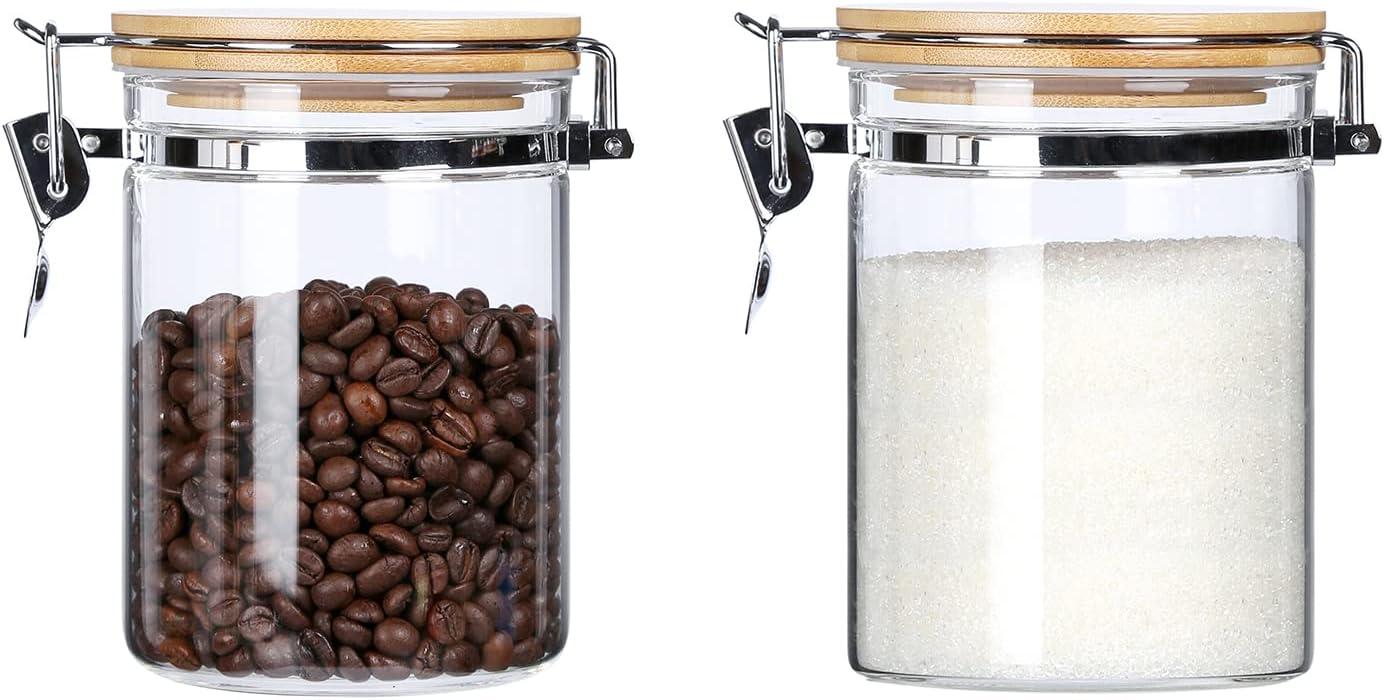 JoyJolt Glass Airtight Food Storage Jars with Bamboo Clamp Lids, 4-Piece