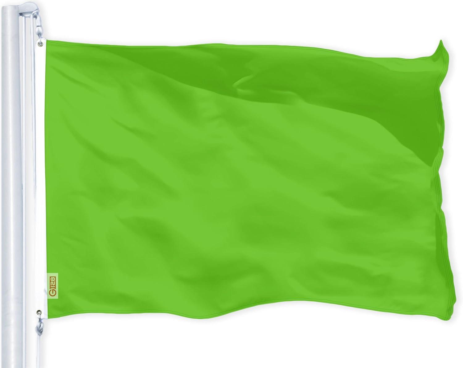 G128 Solid Lime Green Color Flag | 3x5 feet | Printed 150D – Indoor/Outdoor, Vibrant Colors, Brass Grommets, Quality Polyester, Much Thicker More Durable Than 100D 75D Polyester