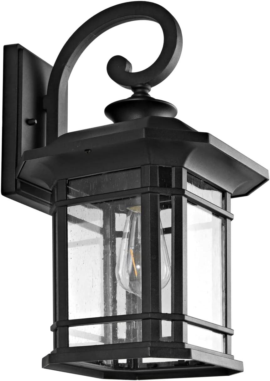 Cendra Black Aluminum Outdoor Lantern Sconce with Clear Glass