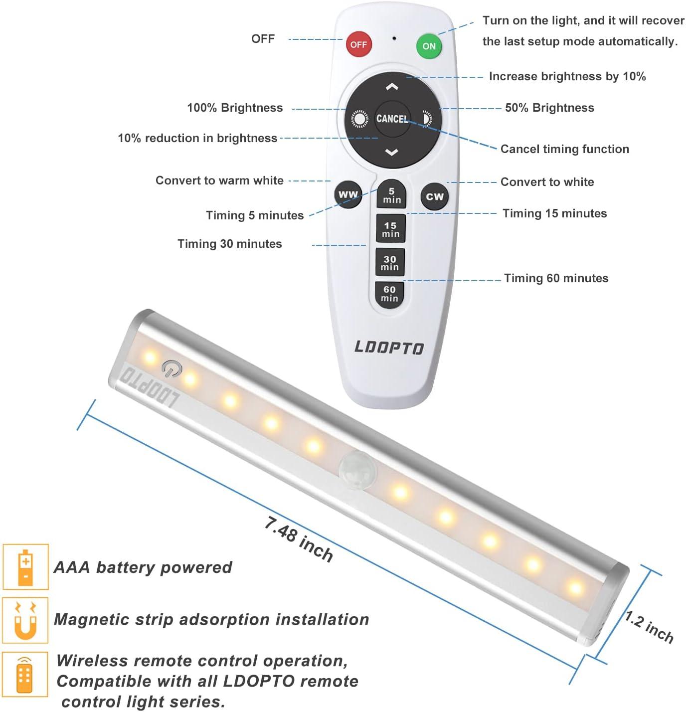 Wireless Dimmable LED Under Cabinet Lights with Remote, 4 Pack