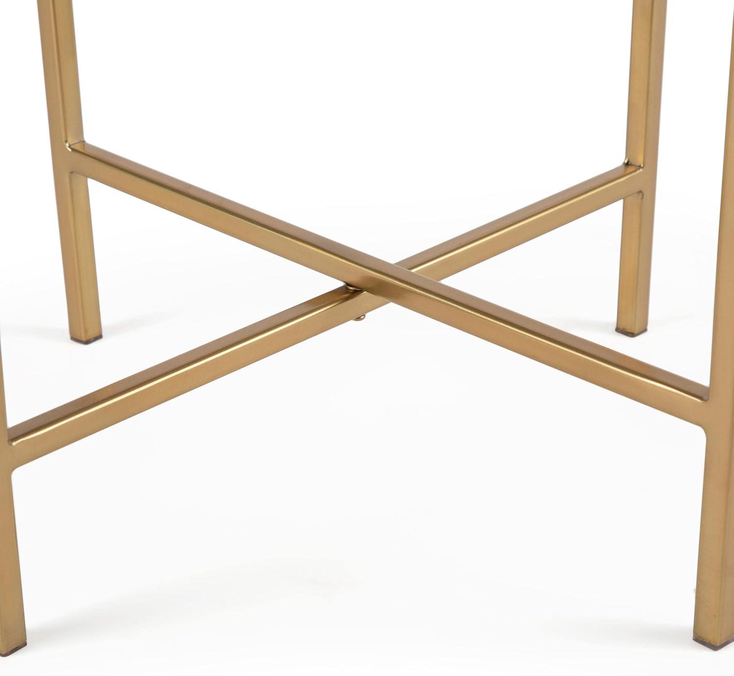 BIRDROCK HOME Folding Side Table with Marble Top - Gold Legs