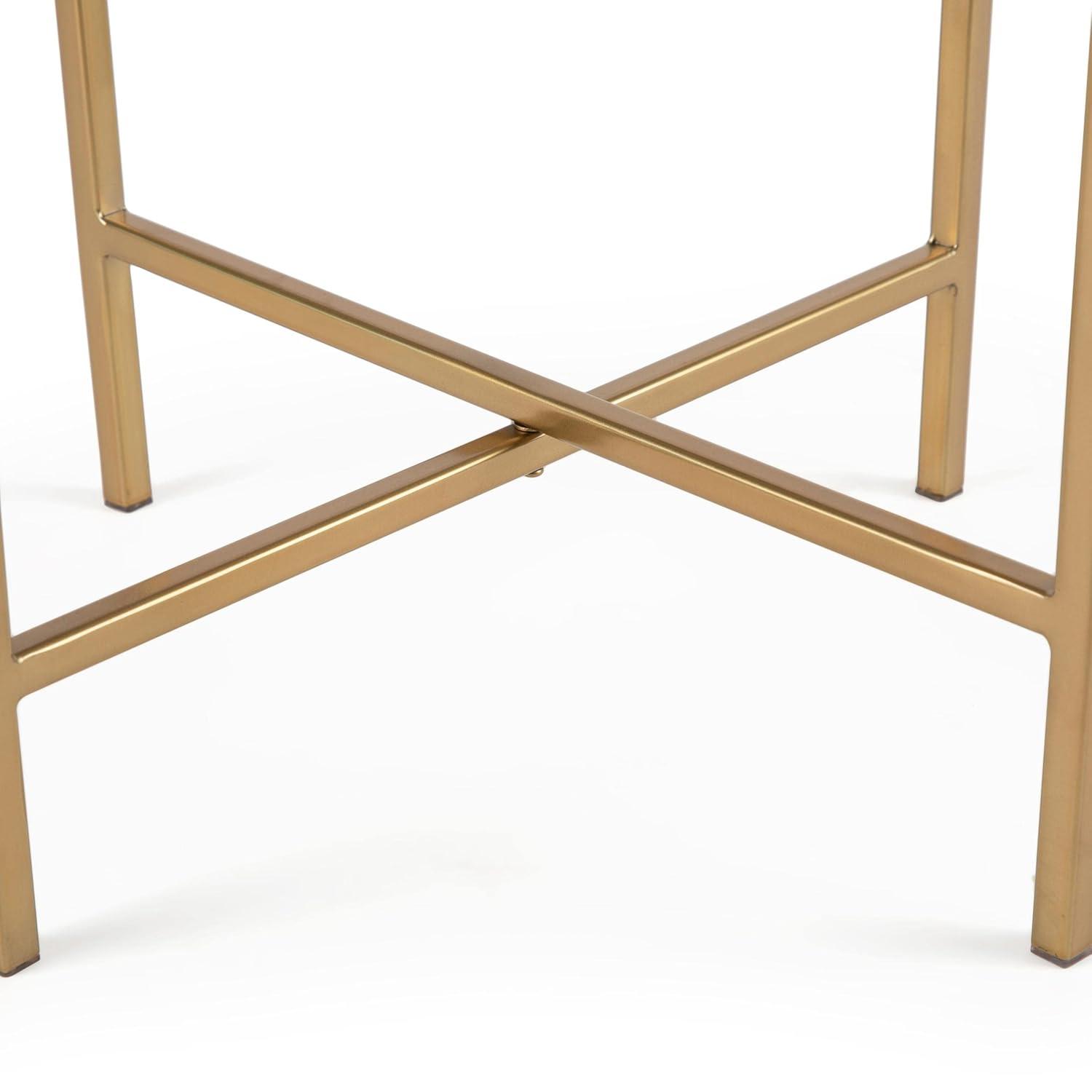 BIRDROCK HOME Folding Side Table with Marble Top - Gold Legs