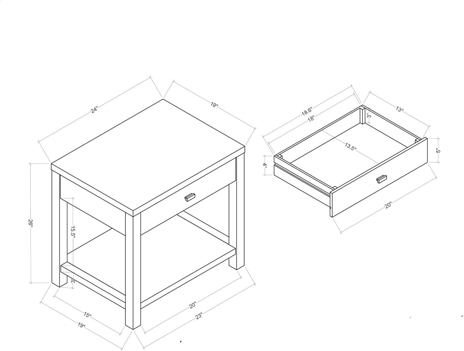 East at Main Indigo Road by Egypt Sherrod Gia Black Bedside Table with Drawer & Open Shelf – Modern Wood Nightstand for Bedroom Storage, Handcrafted Raffia Accent Table