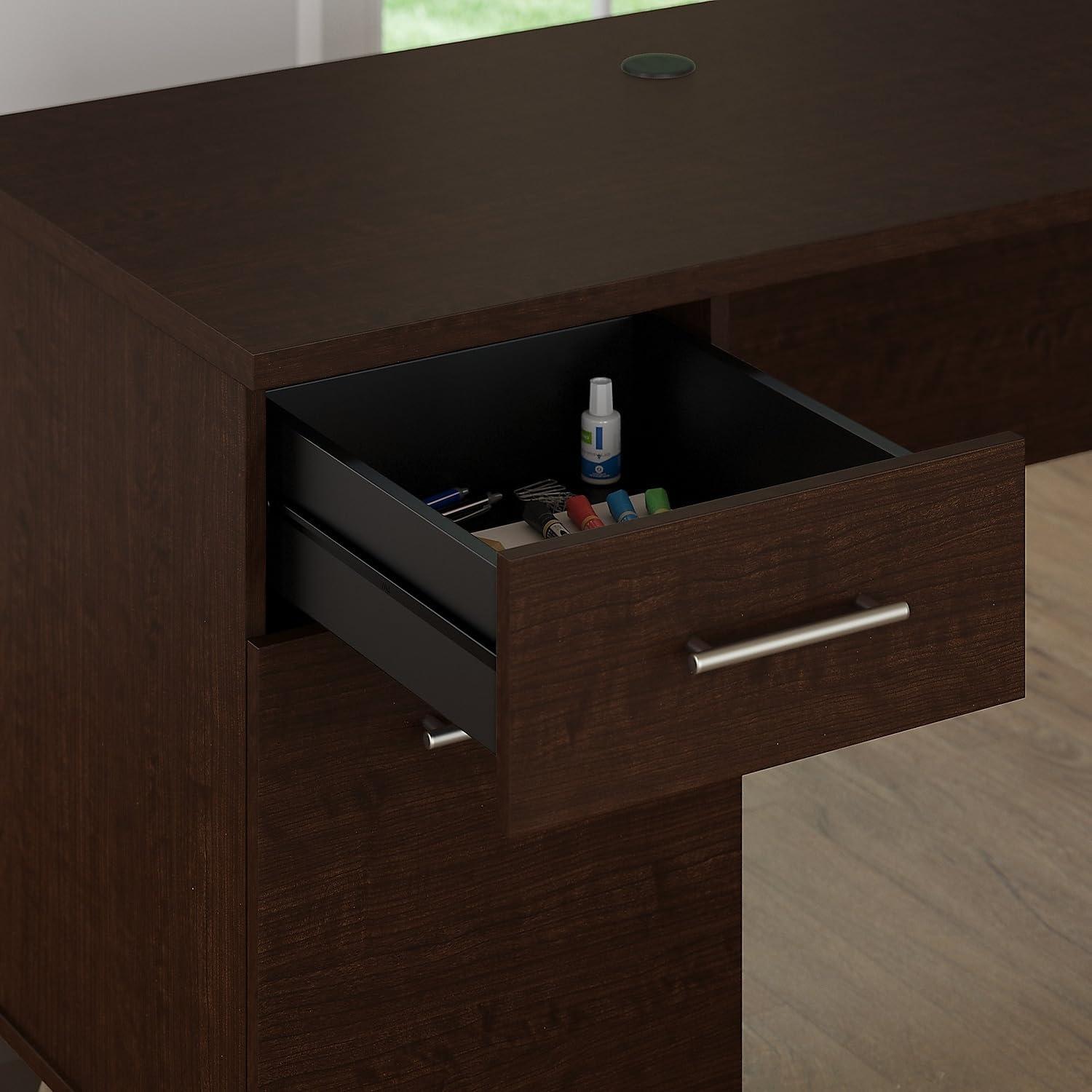 UrbanPro Transitional 72W Office Desk with Drawers in Mocha Cherry