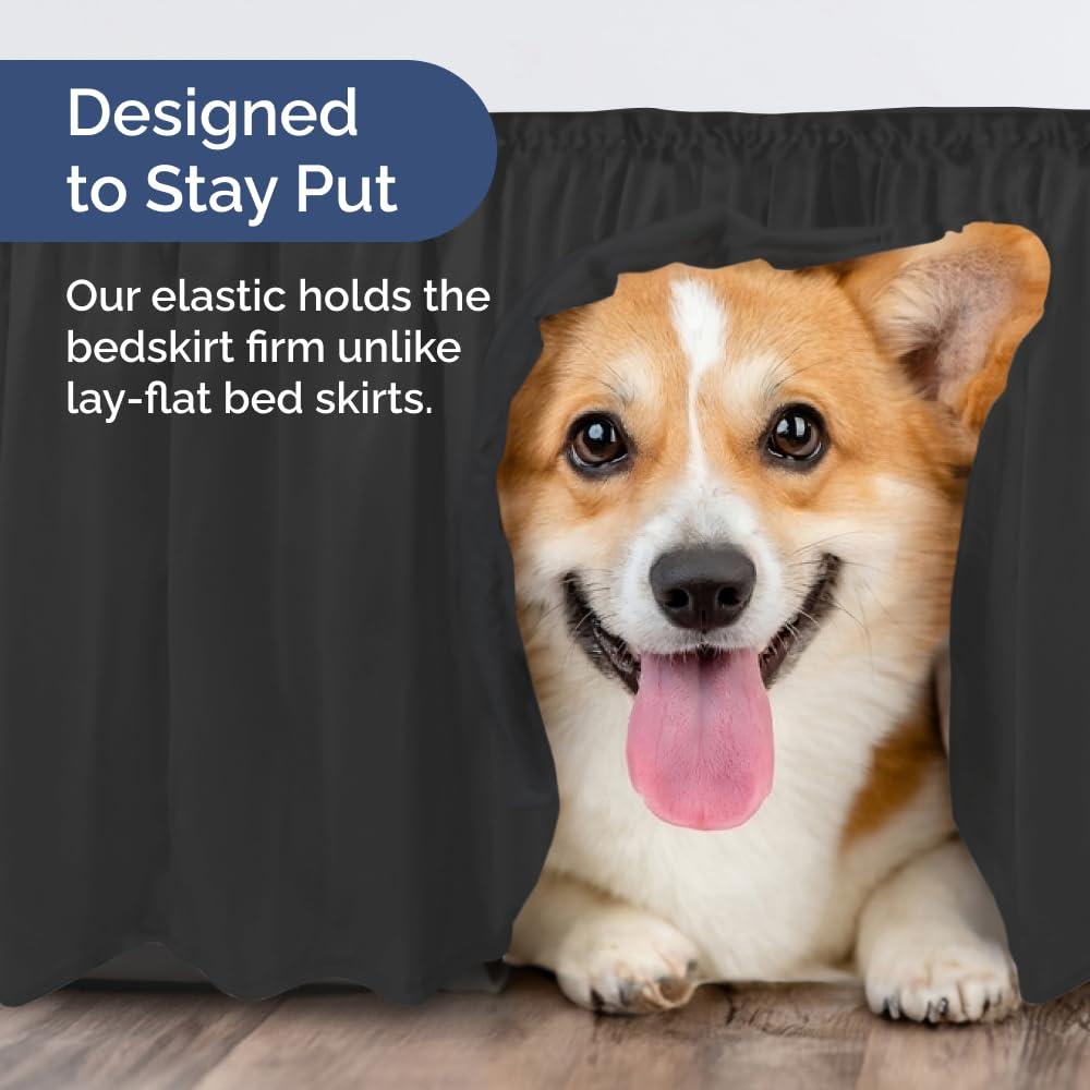 CGK Linens Ruffled Elastic Wrap Around Tailored Bed Skirt