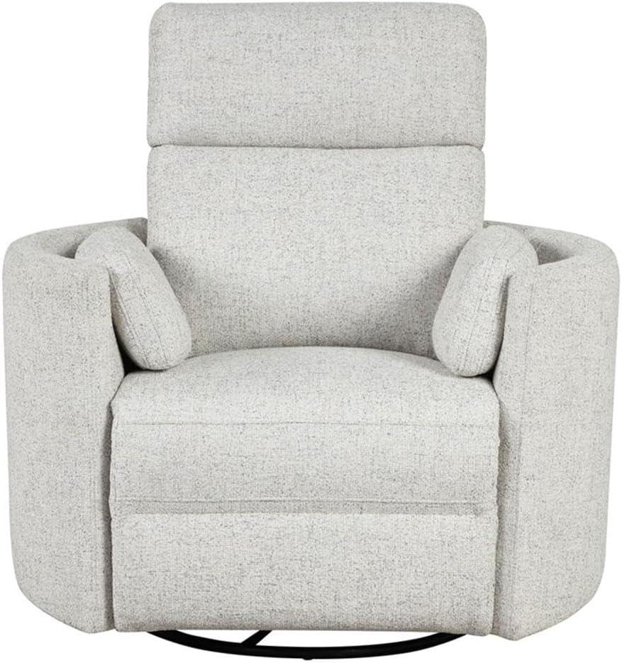 Natural Quartz Fabric Swivel Glider Recliner with USB Charger