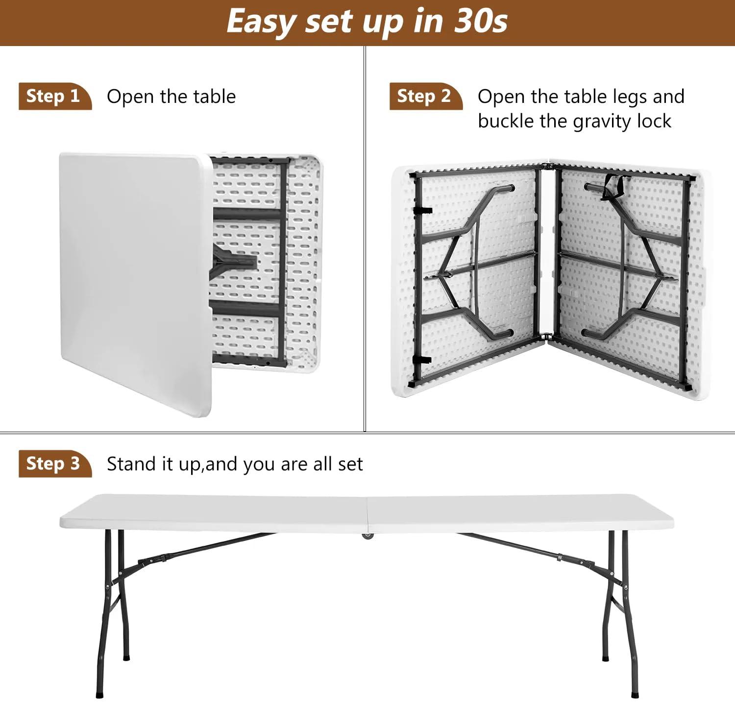 NiamVelo 96 inches Work Lightweight Utility Table, White