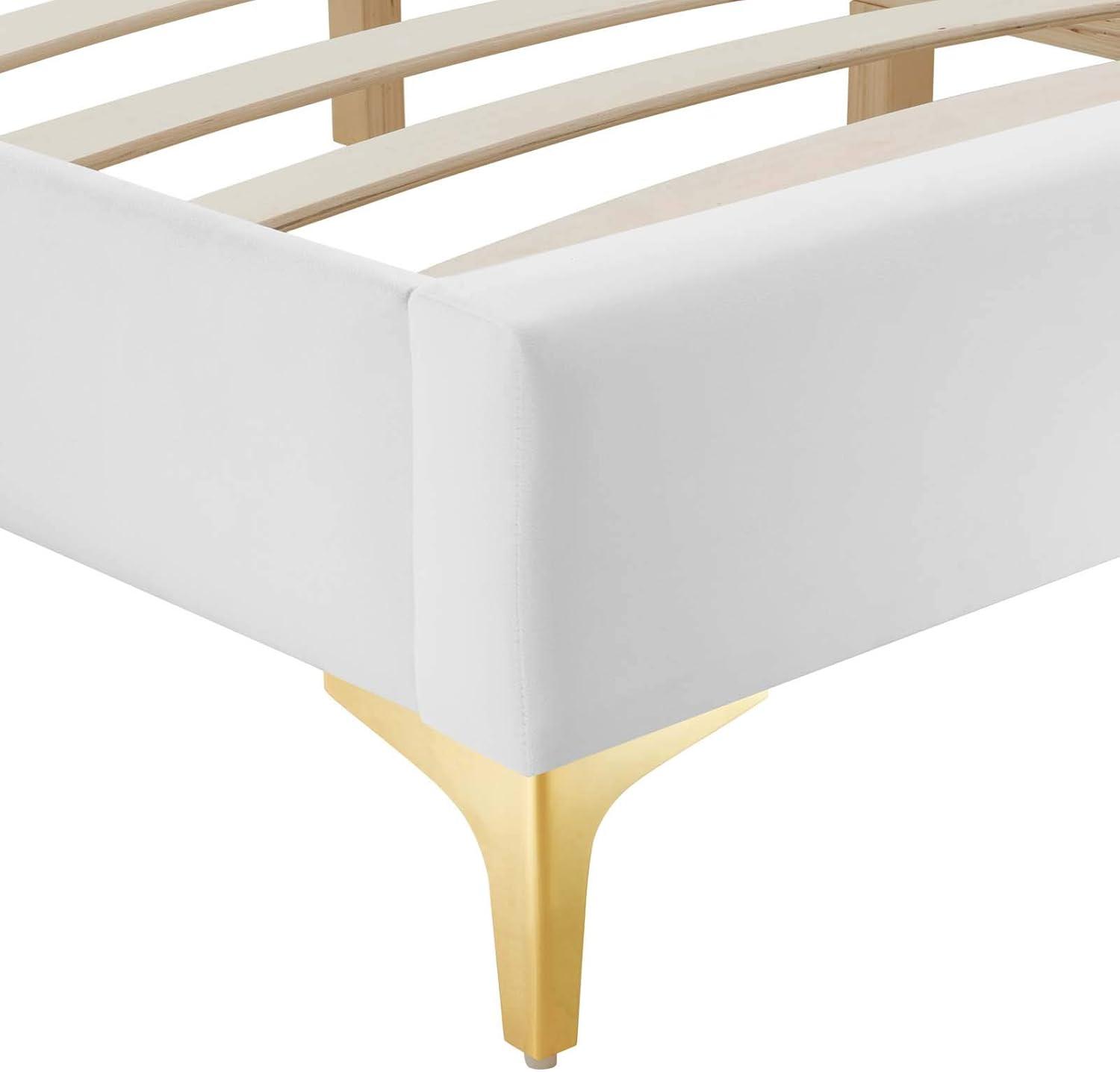 Modway Sutton Queen Modern Performance Velvet Bed Frame in White