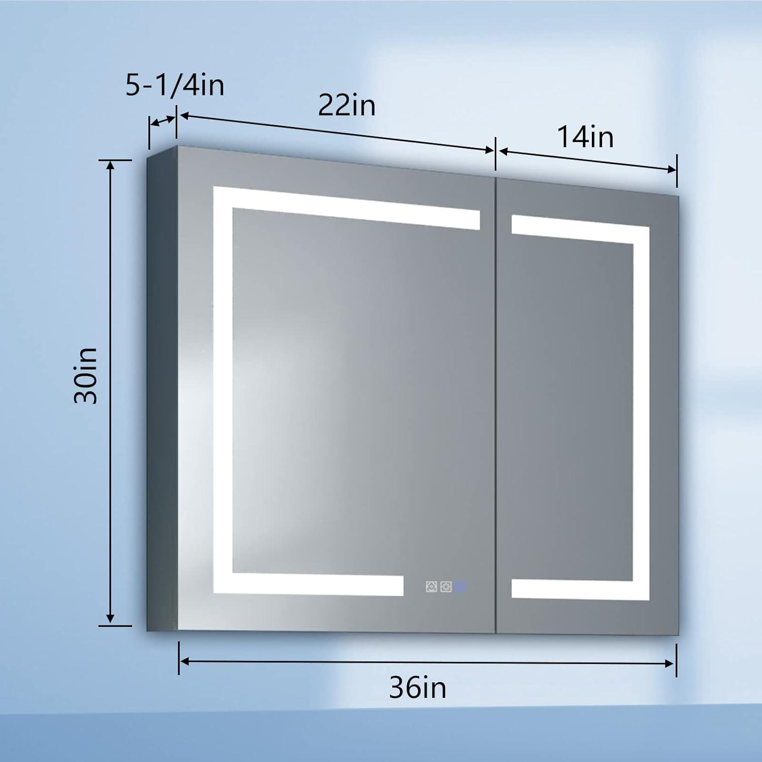 ExBrite 36" x 30" LED Lighted Bathroom Medicine Cabinet with Mirror