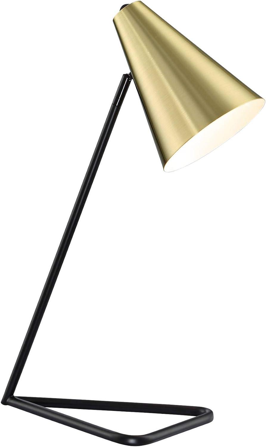 Gold and Black Metal Desk Lamp with Cone Shade