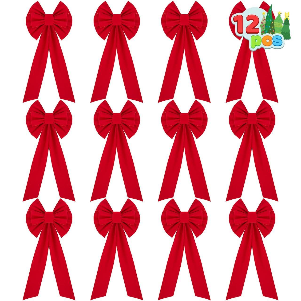 JOYFY 12pcs Christmas Red Velvet Bow Decoration for Christmas Party