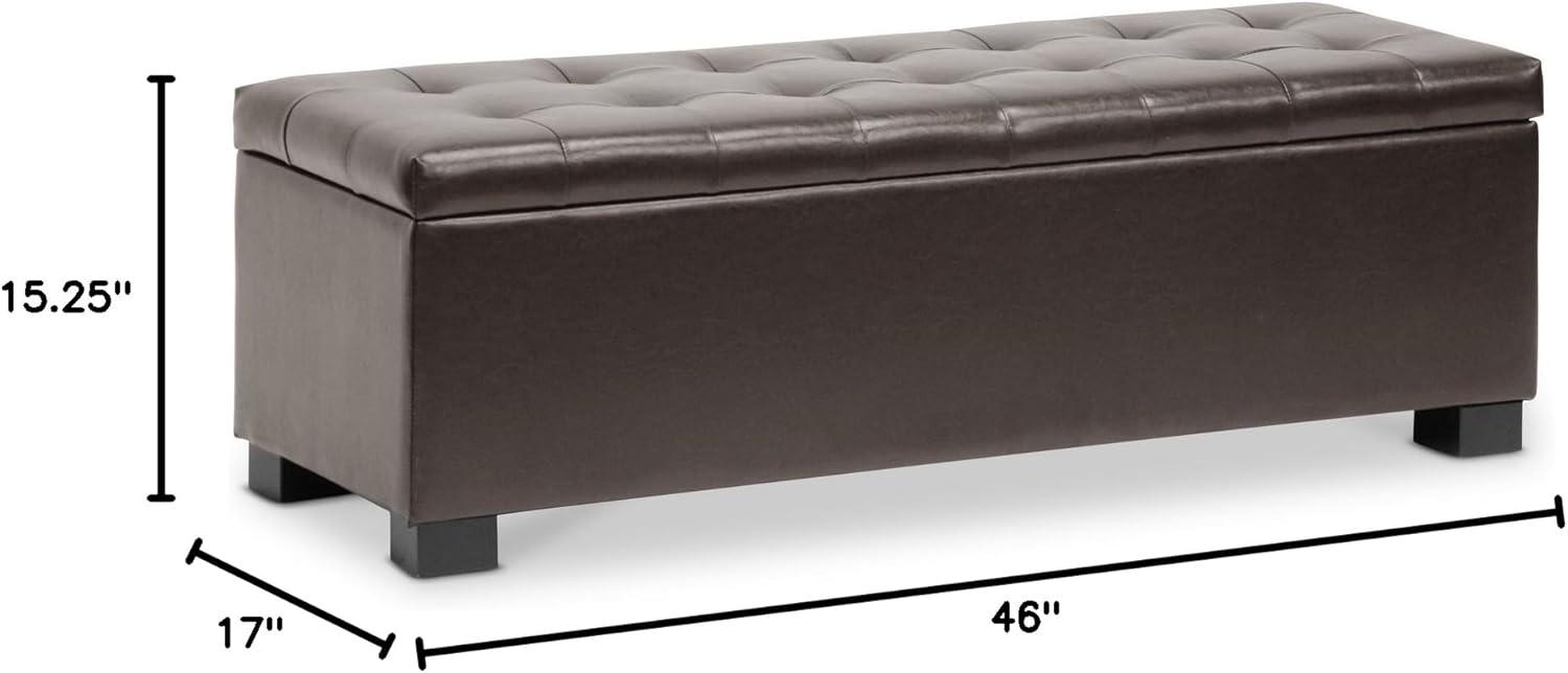 Roanoke Storage Ottoman Dark Brown - Baxton Studio: Upholstered Bench, Wood Frame, Spot Clean
