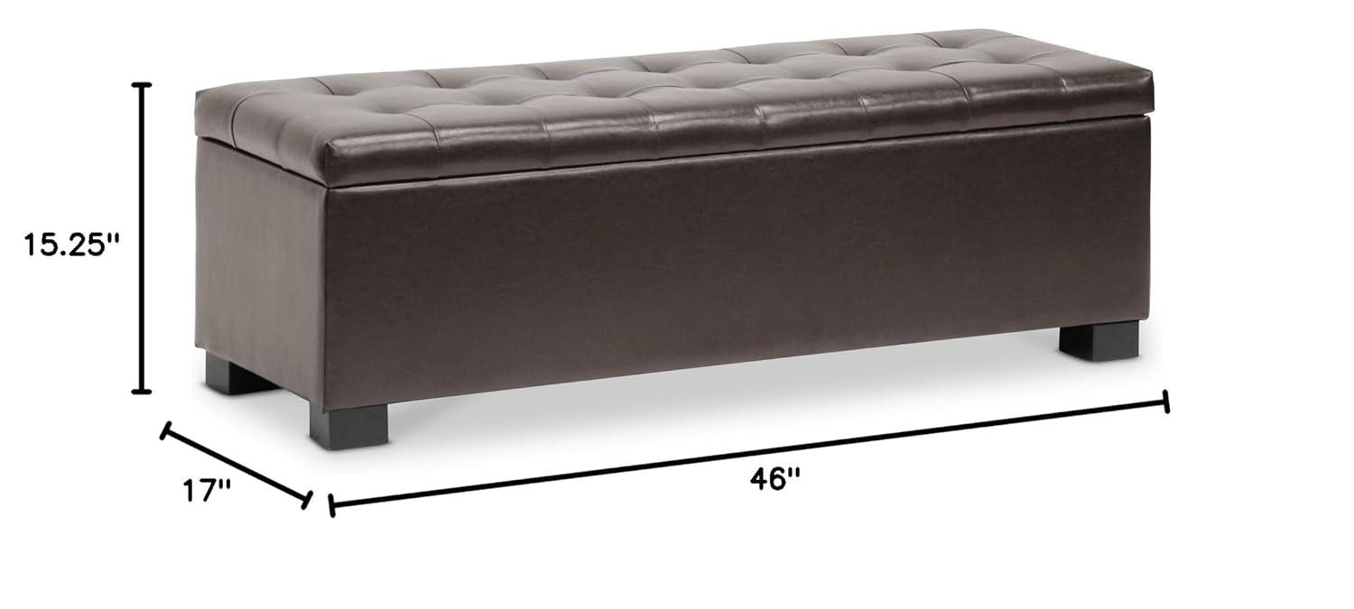 Roanoke Storage Ottoman Dark Brown - Baxton Studio: Upholstered Bench, Wood Frame, Spot Clean